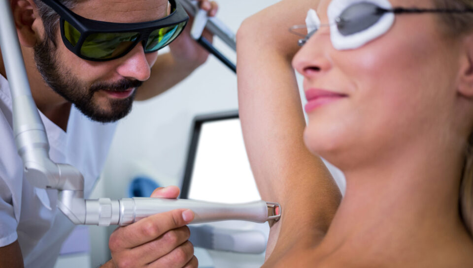Laser hair removal session showing targeted hair reduction for permanent results